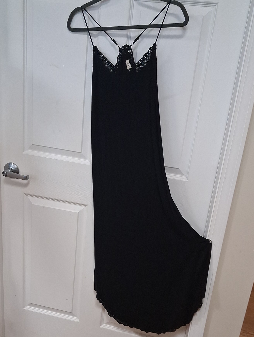 POL Black Lace-Trim Maxi Dress